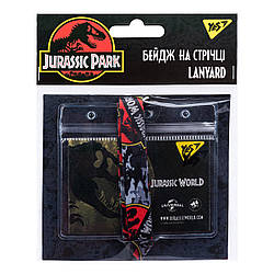 Бейдж горизонтальний прозорий YES Jurassic World зі стрічкою, 9x6 см, для учнівських та ідентифікаційних карт