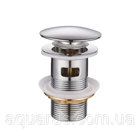 Донний клапан для умивальника з переливом Mixxus POP-UP-03 1 1/4'' (кнопка) (MI6135), фото 1