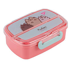 Ланчбокс Yes Pusheen 750 мл з приладами, безпечний пластик, милий котик, 2 клапани закриття, компактний дизайн