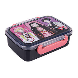 Ланчбокс Yes Demon Slayer 420 мл чорний, прямокутний, з роздільником та клапанами закриття