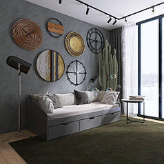 Ліжко односпальне з ящиками Еверест Комфорт 3 193х84х59 см Графіт (DTM-5728)