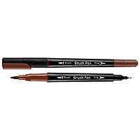 Маркер акварельний SANTI Brush Pen SW-23 темно-коричневий двосторонній