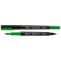 Маркер акварельный SANTI Brush Pen SW-19 зеленый двусторонний с тонким пером и кистью 391019