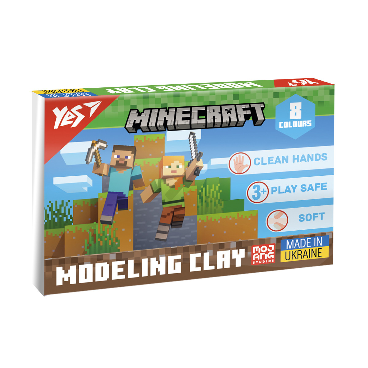 Пластилін Yes Minecraft 8 кольорів 160 г для ліплення та моделювання, безпечний та не токсичний