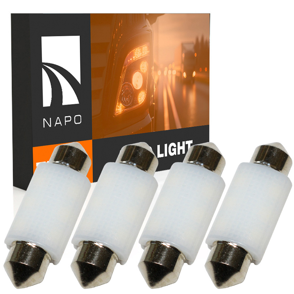 Комплект світлодіодних ламп для вантажівок NAPO TRUCK SJ-3030-6SMD 24V 39mm C5W C10W колір світіння білий 4 шт, фото 1