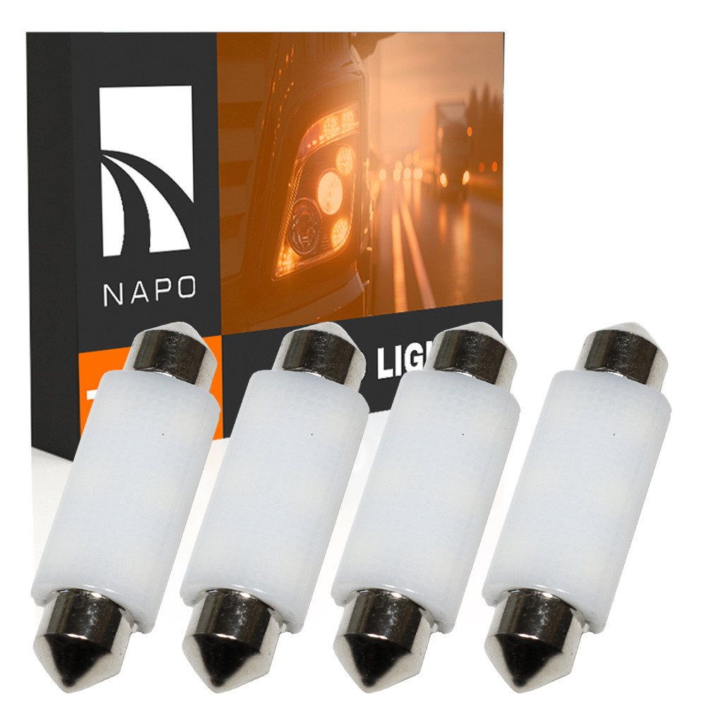 Комплект світлодіодних ламп для вантажівок NAPO TRUCK SJ-3030-6SMD 24V 41mm C5W C10W колір світіння білий 4 шт, фото 1