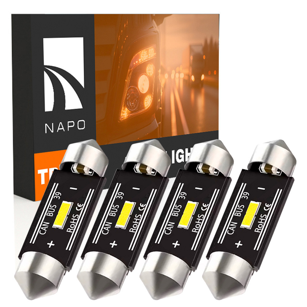 Комплект світлодіодних ламп для вантажівок NAPO TRUCK SJ-7020-1SMD 24V 39mm C5W C10W колір світіння білий 4 шт, фото 1