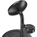 Магнітний бездротовий зарядний пристрій Choetech (T585-F-101CCBK) 3in1 Magnetic wireless charger station for Apple, фото 2