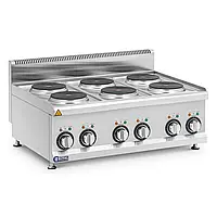 Електрична плита настільна Royal Catering Pro 650 з 6 конфорками, 12 кВт, 450 ° C, компактна, безпечна, для ресторанів