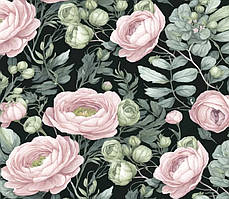 Подарунковий папір для паковання "Квіти на чорному", 5 шт./пач.