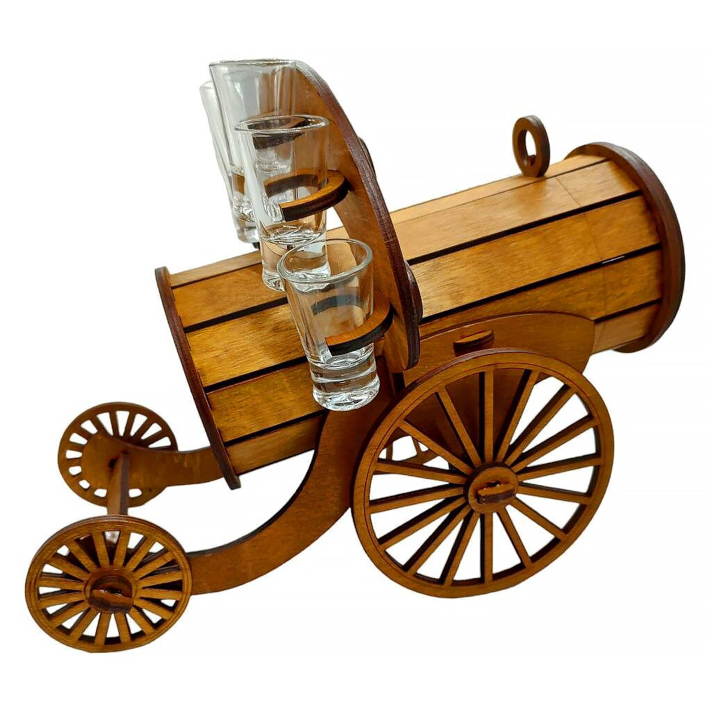 Підставка для пляшки міні бар з чарками подарунковий набір "Гармата" No2220