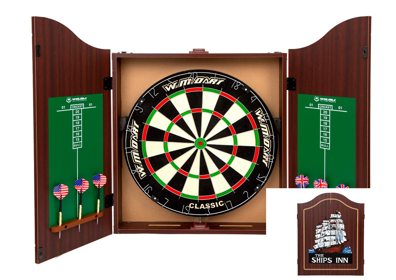 Дартс із кабінетом мішень 45 см сизаль Winmax The Ships Inn 6 дротиків, фото 1
