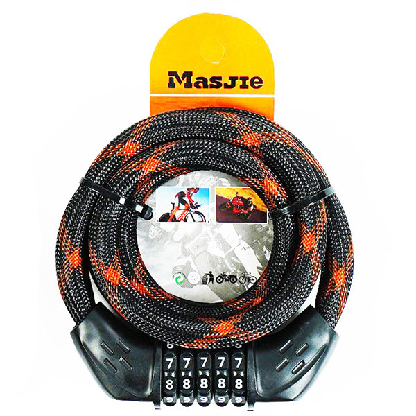 Замок велосипедний кодовий Masjie 65165 (12x1200) чорно-коричневий