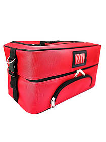 Сумка кейс для майстра, універсальна валіза-органайзер для манікюру, барбера, візаж текстиль ADH-06 Червоний