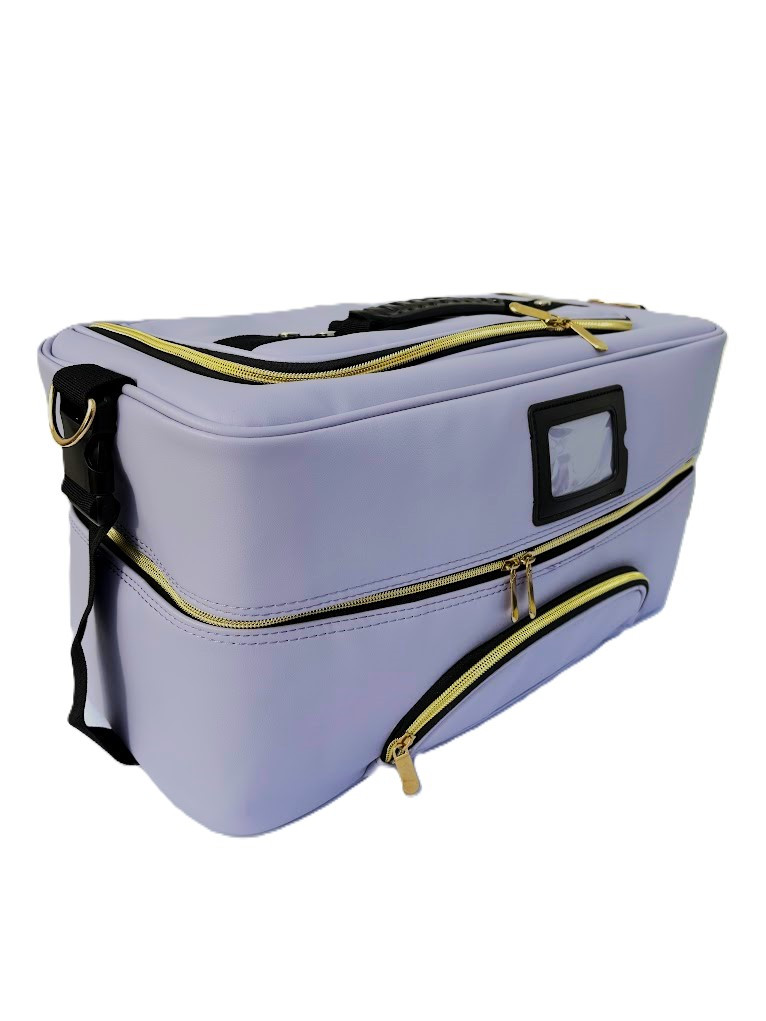 Сумка кейс для майстра валіза-органайзер для майстрів б'юті-індустрії з ремінцем, екошкіра ADH-06PW Лавандовий, фото 1