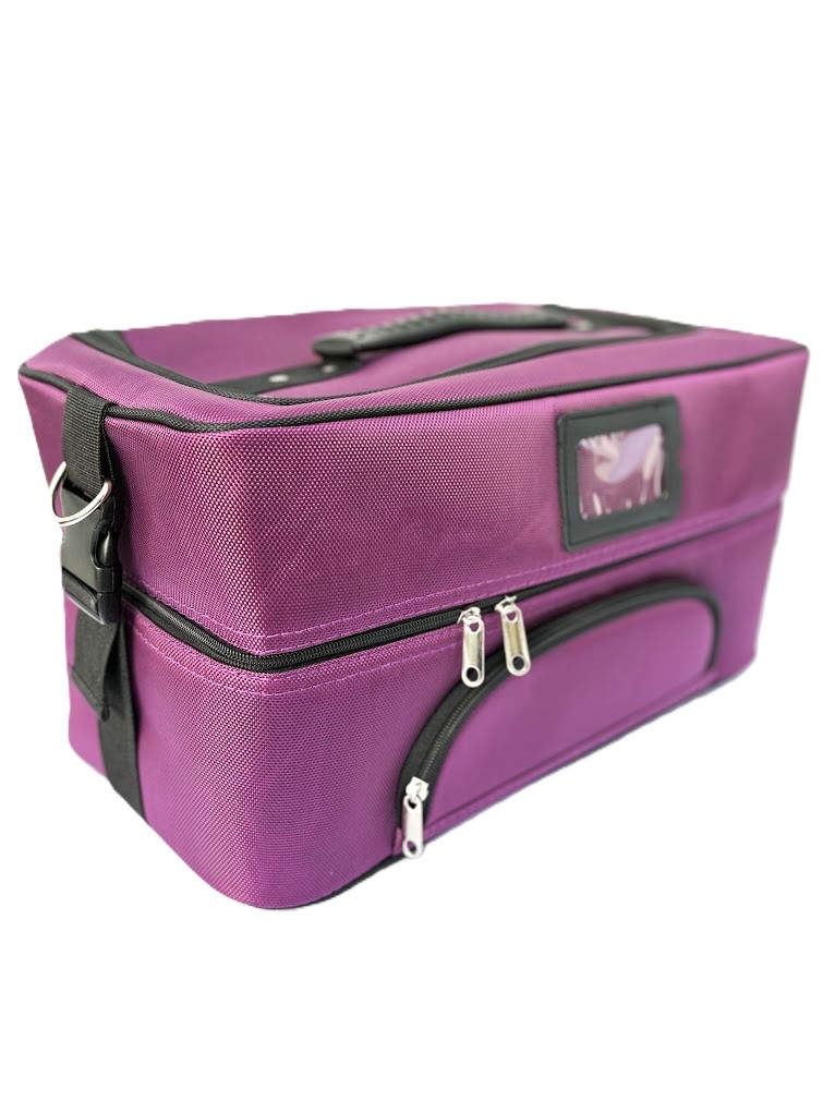 Сумка кейс для майстра, універсальний бьюті-кейс органайзер для майстра манікюру, текстиль ADH-06 Фіолетовий, фото 1