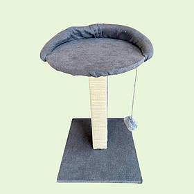Дряпак-стовпчик сизалевий для сточування кігтів котів з лежанкою-полицею Верховина Плюс 36х36х54 см (Сірий)