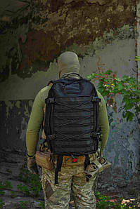 Чорний великий армійський рюкзак для ЗСУ штурмовий на 40 л Стохід кордура 1000D