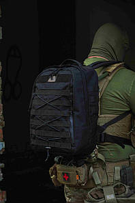 Чорний армійський рюкзак для ЗСУ штурмовий міцний 25л Стохід з відділеннями для документів