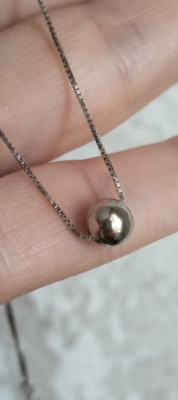 Срібне кольє з підвіскою кулька, фото 1