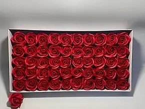 Подарунковий набір троянд із мила 50 шт., Червоні, Мильні Троянди 50 шт. Червоний, фото 3