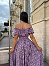 Жіноча літня лавандова сукня довга з відкритима плечима, фото 3