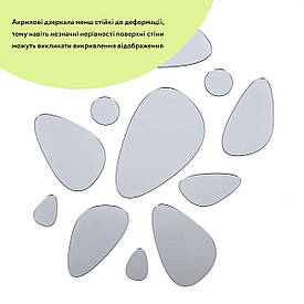 Дзеркальний декор акриловий самоклеючий Камінці срібло, 12шт (D) SW-00002496