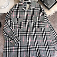 Женская рубашка в клетку с боковым разрезом фланель