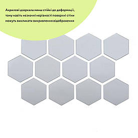 Дзеркальний декор акриловий самоклеючий 80*70мм срібло, 12шт (D) SW-00002511