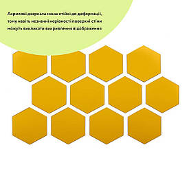 Дзеркальний декор акриловий самоклеючий 80*70мм золото, 12шт(D) SW-00002515