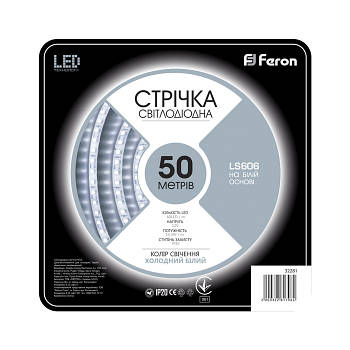 Світлодіодна стрічка Feron LS606 60SMD/м 12 V IP20 50 м білий