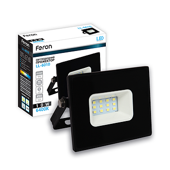 Світлодіодний прожектор Feron LL-6010 10 Вт 6400 K IP65 чорний