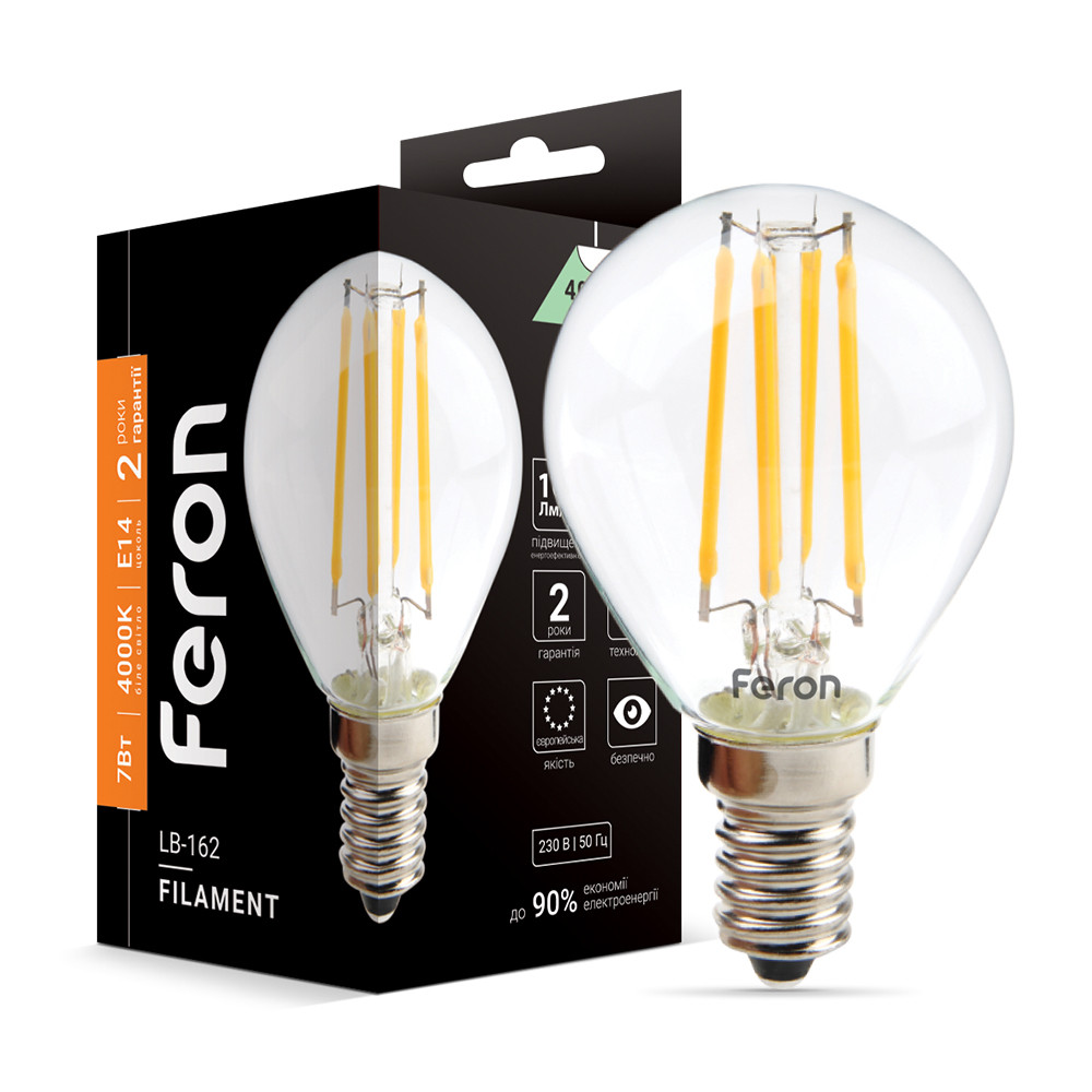 Світлодіодна лампа Feron Filament LB-162 7 Вт E14 4000 K, фото 1