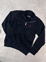 Кофта Polo Ralph Lauren синя з 1/3 zip-застібкою, Polo Ralph Lauren кофта чоловіча синя з блискавкою, Синя кофта Polo Ralph Lauren