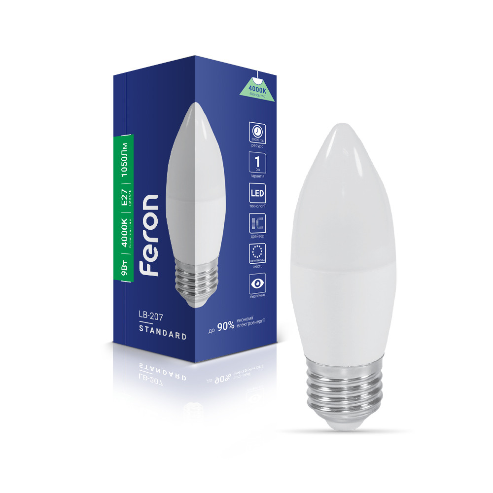 Світлодіодна лампа Feron LB-207 9 Вт E27 4000 K, фото 1