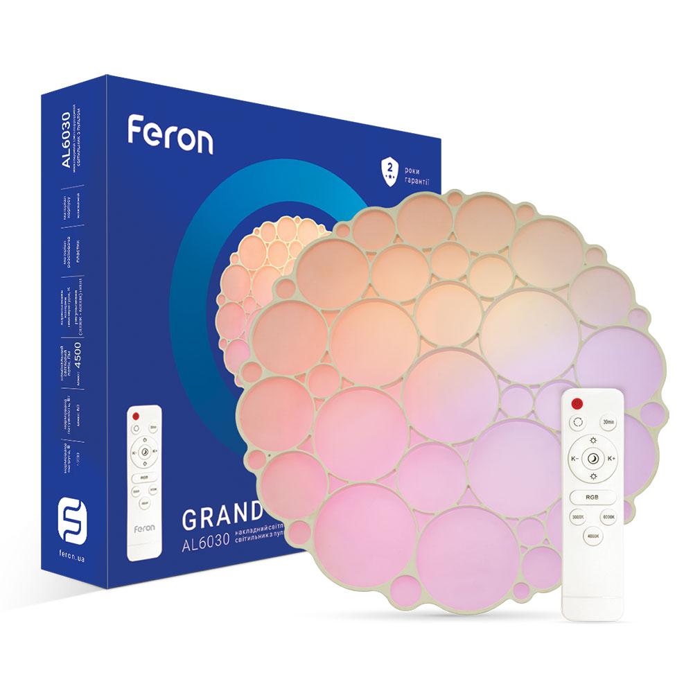 Світлодіодний світильник Feron AL6030 GRAND COLOR 60 Вт 3000-6500 К + RGB IP20 білий