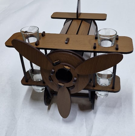 Підставка для пляшки міні бар з чарками подарунковий набір "Літак" No2221, фото 1