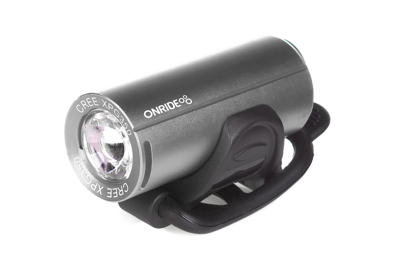 Велосипедна фара ONRIDE Cub сріблястий (200 lm, 700 mAh, Type-C), алюмінієва (6931610355)
