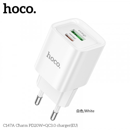 Мережевий зарядний пристрій HOCO C147A Charm PD20W+QC3.0, фото 1