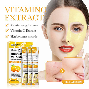 Глиняна маска із екстрактом апельсина Bioaqua Vitamin C Brighten Mud Mask, 10х8г., фото 2