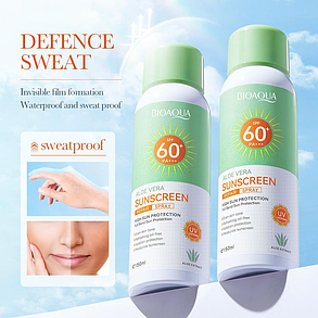 Сонцезахисний спрей із екстрактом алое віра Bioaqua Aloe Vera Sunscreen Repair Spray SPF60+, 150 мл., фото 3
