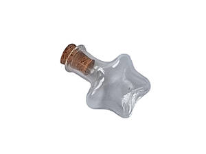 Бутилочка склянна з дерев'яним корком фігурна, зірочка 25х21мм (уп.10шт)