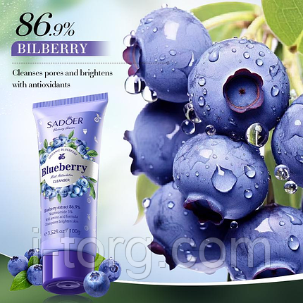 Пінка для обличчя з чорницею Sadoer Blueberry Moist Antioxidation Cleanser, 100 мл., фото 2
