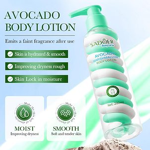 Лосьйон для тіла з авокадо Sadoer Avocado Nicotinamide Marshmallow Body Lotion, 200 мл., фото 1