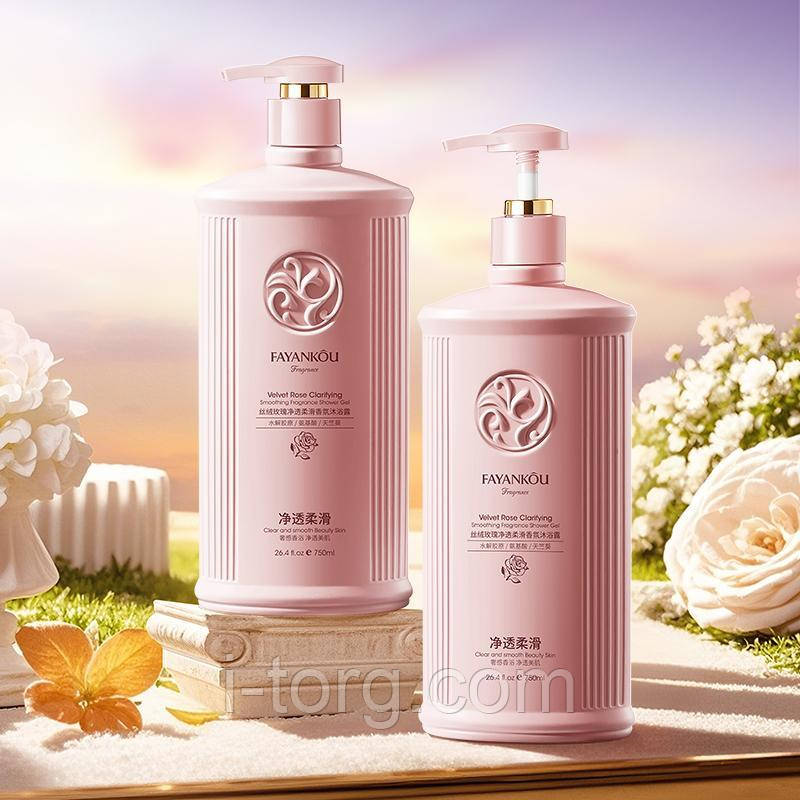 Гель для душу з ароматом трояндою оксамитової Fayankou,750 мл.