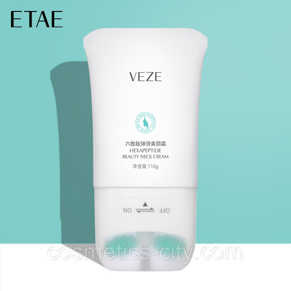Крем для шеи укрепляющий с массажной роликовой насадкой VEZE Hexapeptide Beauty Neck Cream, 110 г., фото 1