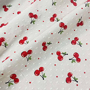 Батист, червоні вишні, ширина 140 см