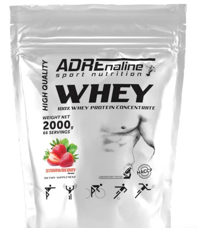 Сироватковий протеїн ADRENALINE WHEY Protein Concentrate 2000 грам Смак Полуниця