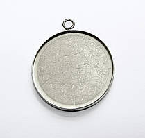 Підвіски Finding Кулон круглий під вставку 30 мм нержавіюча сталь Сталистий 36 мм x 32 мм