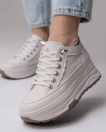 Черевики на платформі Allsy 193402 36 молочні шкіра, фото 1